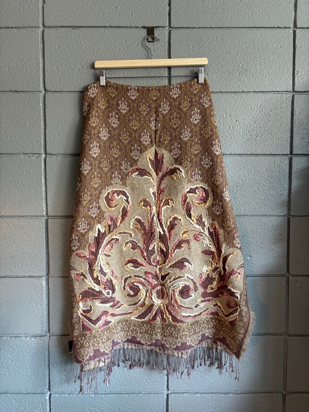 Vintage Peruvian Connection Baroque Wool Cotton Blend Blanket Scarf